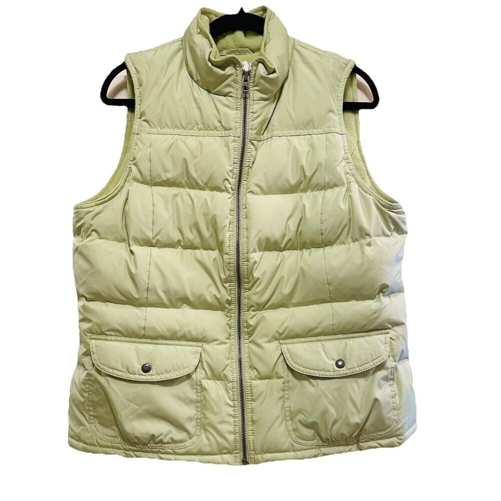 ANN TAYLOR LOFT Light Celery Green Down Full Zip Puffer Vest Sz L